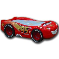 Pat cu LED-uri in forma de masina Fuger McQueen ABS Patut pentru copii cu roti 3D Pat cu LED-uri in forma de masina Fuger McQueen ABS Patut pentru copii cu roti 3D